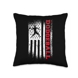 Dodgeball Gift Ideas For Dodge 4th of July Dodgeball American Flag USA Men Throw Pillow, 16x16, Multicolor