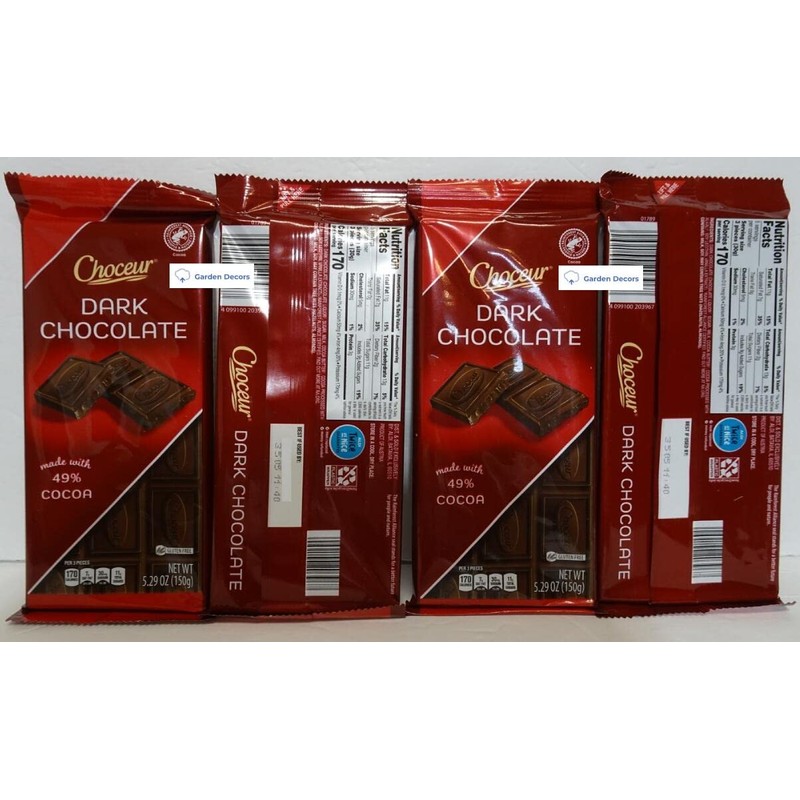 Choceur Austria Dark Chocolate Bars 5.29oz 150g (Four Bags)