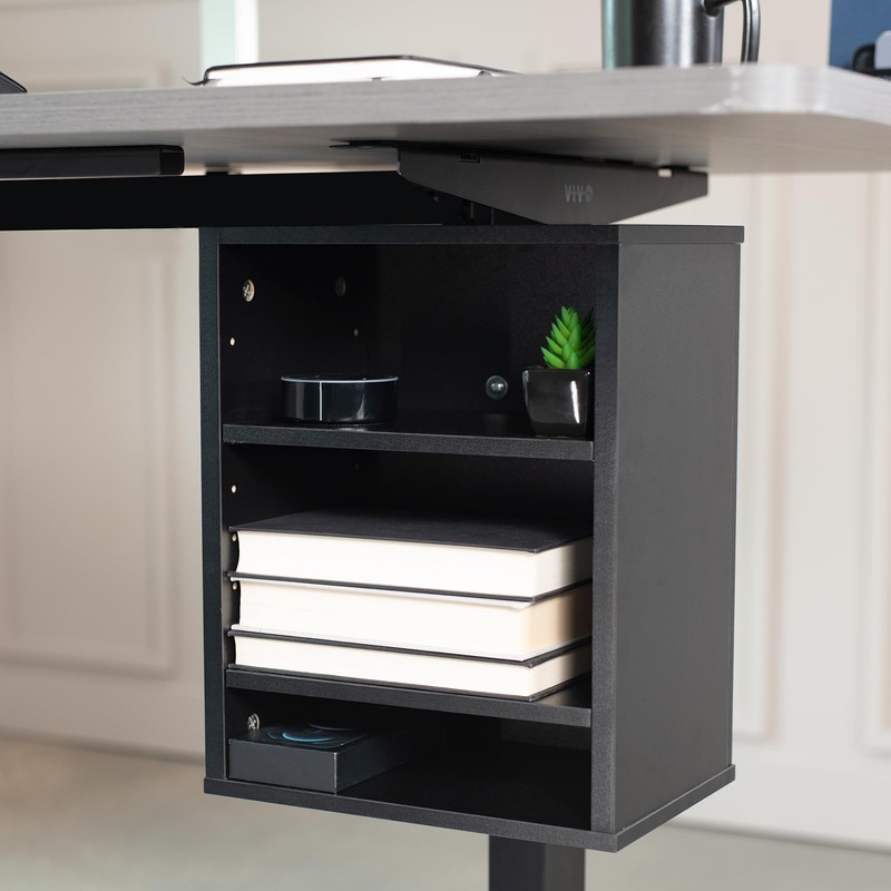VIVO Clamp-on Under Desk Shelving Unit, Office Accessory Holder for