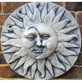 BETONEX Sun Moon Garden Stone Stepping Mold Pathmaker Mold Concrete - Sun Stepping Stone Precast Concrete Pavers Mold - Round DIY Concrete Molds Walkway - Pavement Casting Pathmaker Mold