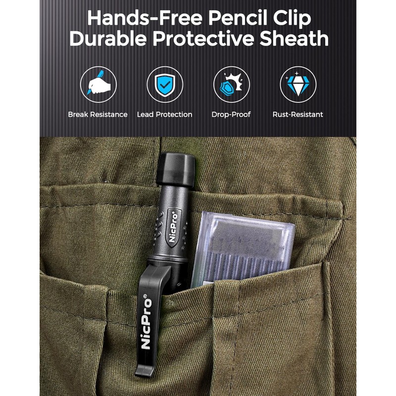 Nicpro 6 Pack CP3000 Carpenter Pencils with Sharpener, Mechanical Pencil