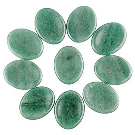 Natural Crystal Reiki Healing Quartz Mini Palm Thumb Worry Stone (Set of 2)(Green Aventurine)