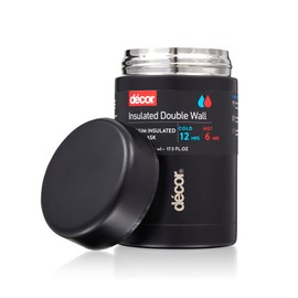 Décor Vacuum Insulated Food Flask | 2-in-1 Hot & Cold Stainless Steel Food Container | 520ml - Black