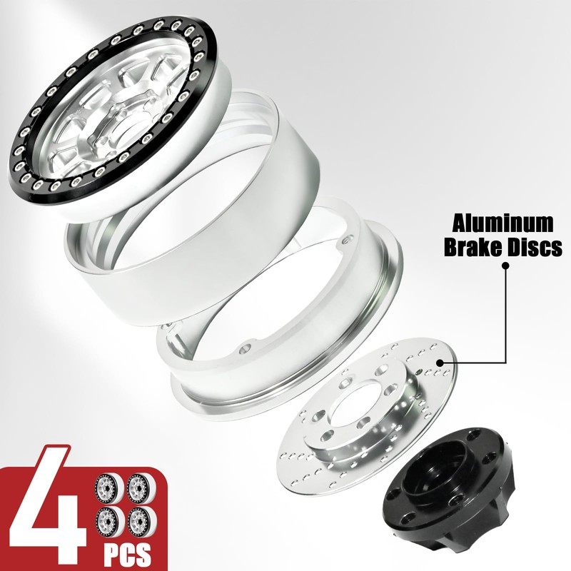 2.2 Inch Beadlock Wheels, 25mm Wide 0mm Offset for SCX10