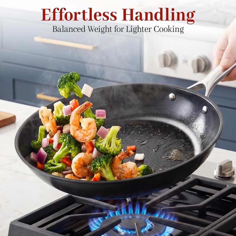 Carbon Steel Frying Pan 12" - Pre-Seasoned Carbon Steel Skillet,