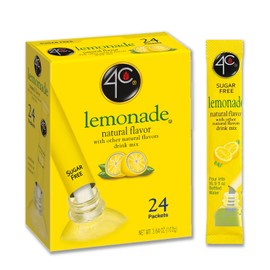 4C Powder Drink Mix Packets, Lemonade 1 Pack, 24 Count, Singles Stix On the Go, Refreshing Sugar Free Water Flavorings