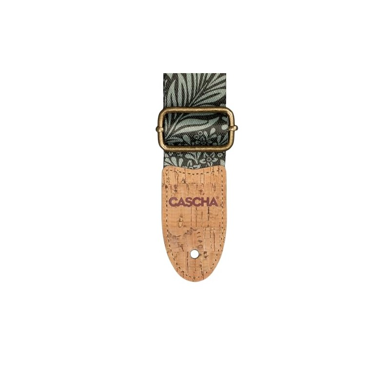 Cascha Vegan Guitar Strap with Leaf Pattern, Polyester with Cork