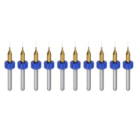 QUARKZMAN 10 Pieces PCB Drill Bits 1/8 Inch Shank 0.2 mm Titanium Coated Carbide Micro Twist Mini Drill Bit Set Rotary Drilling Tool for PCB Jewelry CNC Engraving