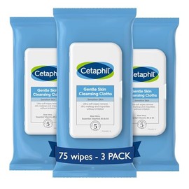 Cetaphil Cetaphil Face and Body Wipes, Gentle Skin Cleansing Cloths, 25 Count (Pack of 3), for Dry, Sensitive Skin, Flip Top Closure, Great for the Gym, Travel, in the Car, Hypoallergenic, Fragrance Free