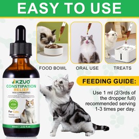 Cat Constipation Relief - Natural Laxative Drops with Pumpkin Fiber & Probiotics, Vet-Formulated for Fast Bowel Support, Hairball Relief, Easy Liquid Dosing, Chicken Flavor