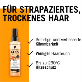 Gliss Express-Repair-Spülung Total Repair (200 ml), Haarspülung sorgt für sofortige Kämmbarkeit und Schutz vor Haarbruch, Pflegespülung mit Hitzeschutz bis zu 230 °C