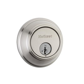 Kwikset 816 Key Control Deadbolt Lock, Round Satin Nickel Exterior Keyed Front Entry Door, Pick Resistant SmartKey Rekey Security, Single Cylinder Dead Bolt, with Microban Protection