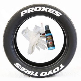Tire Stickers Toyo Tires Proxes - Permanent DIY Glue On White Tire Lettering Kit with Glue & 2oz Touch-Up Cleaner / 19-21 Inch Wheels / 0.75 Inches/White / 4 Pack