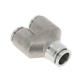 HOPESPANNER Push to Connect Air Fittings 35/64" Y Type Air Line Quick Connector 304 Stainless Steel 1 Pc Silver Tone