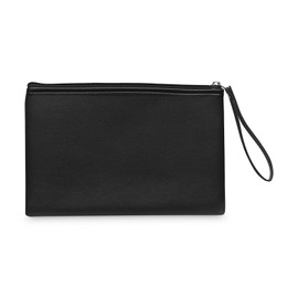 Black Men's Handbag, Handmade PU Leather for Travel, Everyday Clutch Bag, Wrist Bag with Zipper for Men, black