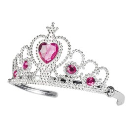 Boland 44079 - Haarreif Grace, für Kinder, Silber-Pink, Tiara, Krone, Prinzessin, Königin, Schmucksteine, Kostüm, Karneval, Mottoparty