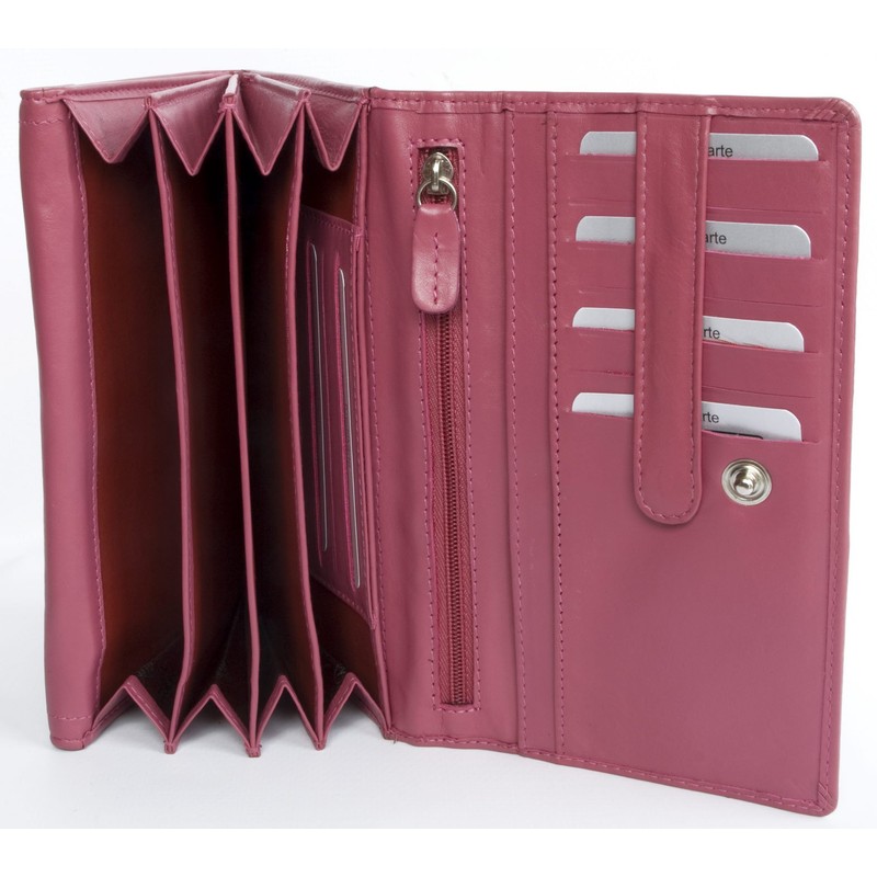 Women's pink soft genuine leather wallet HMT