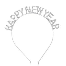 CHEERYMAGIC Happy New Year Headband 2024,Sparkly Rhinestone New Year Tiara New Year Eve Hair Hoop New Year Hair Accessories New Year Eve Party Supplies A4XNFG