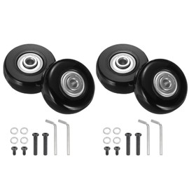 sourcing map Set of 2 Luggage Wheels Replacement 45 x 18 mm/1.8" x 0.7" Rubber Swivel Caster Bearing Wheels Repair Kits for Suitcase Inline Outdoor Skate,Black