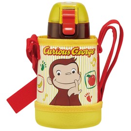 Skater KSTCH4-A Curious George Water Bottle, 13.5 fl oz (400 ml), Includes Cover for Kids