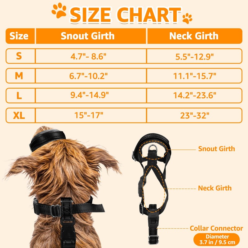 SlowTon Nylon Dog Muzzle, Adjustable Loop, Soft flannel Padding, Comfortable