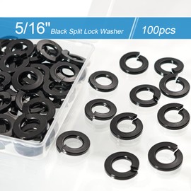 100PCS 5/16" Split Lock Washer Spring Lock Washer 18-8 (304) Stainless Steel,Black Finish(100, Black, 5/16")