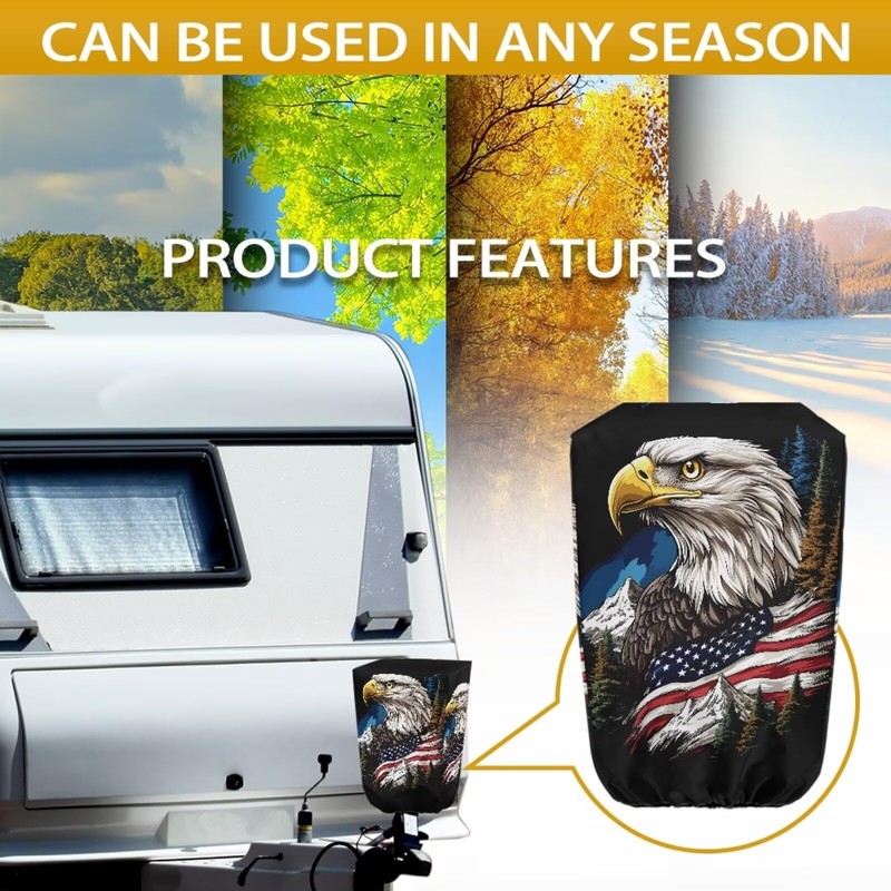 Wismoutput American Flag Eagle 300D Polyester Waterproof Universal Trailer, RV