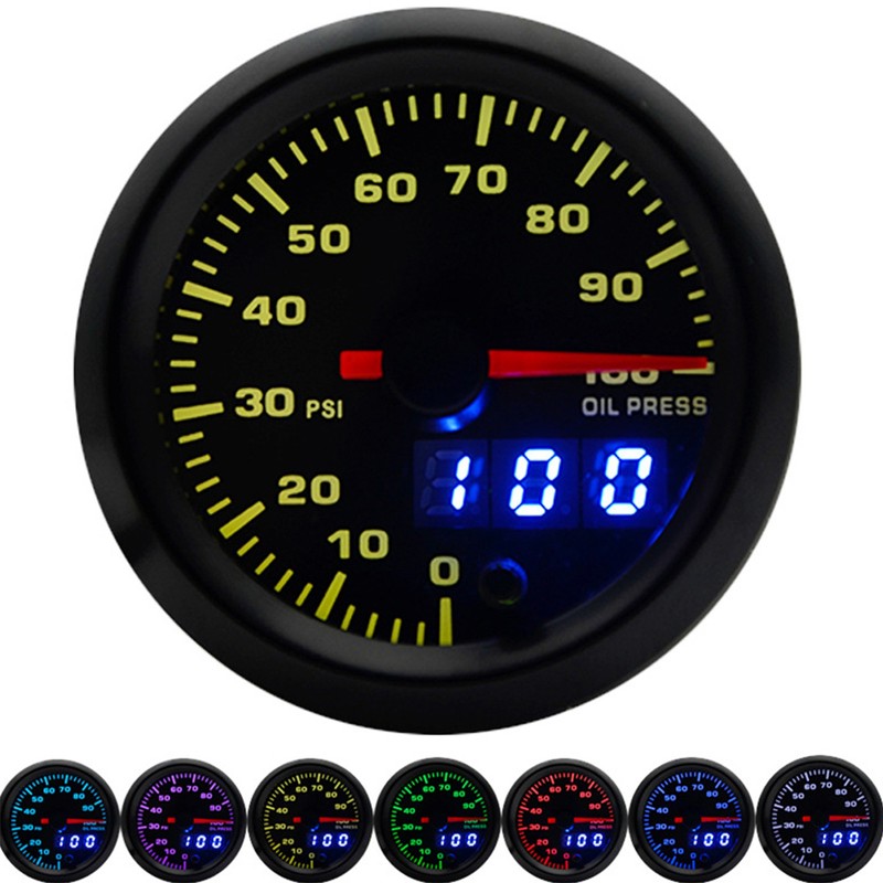 2in 52mm Oil Pressure Gauge Meter Pointer Digital Display with
