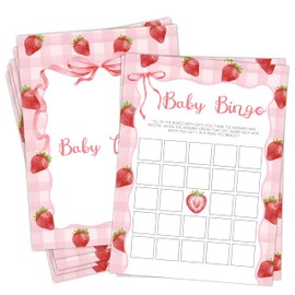 HandEasy Baby Bingo Game, Fun Baby Shower Games and Activities,Strawberry Themed Party Decorations Supplies, 5”x7“ -25 Pcs -C03