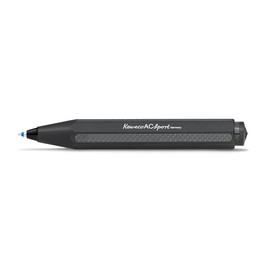 Kaweco AC Sport Ballpoint Pen Black I Business Ballpoint Pen Made of High-Quality Aluminium Finished with Carbon I Elegant Pocket Ballpoint Pen with Heart Curve Mechanism in Black I Retractable