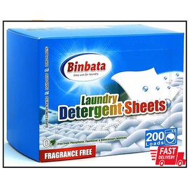 Binbata Laundry Detergent Sheets, 200 Loads Hypoallergenic Eco-Friendly