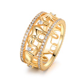 Barzel 2 Tone 18k Gold Plated Elephant Cubic Zirconia Eternity Ring for Women (6)