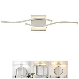 Amansour 23 Inch Modern LED Bathroom Vanity Light Fixture, 3 Color Temperatures 3000K/4000K/6000K, Horizontal/Vertical Mount Wall Sconce, Wave Shape Bathroom Wall Light for Mirror Over Bathroom