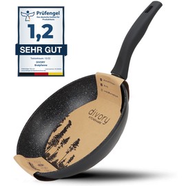 DIVORY Bratpfanne 20cm Induktion – Antihaft Beschichtete kleine Universalpfanne für alle Herdarten - Sichere Griffe, Spülmaschinen geeignet (Schwarz, 20cm)
