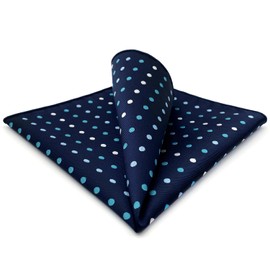 SHLAX&WING Men's Silk Fashion Dot Blue Pocket Square, blue