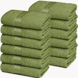 BELIZZI HOME - Paños de algodón ultra suaves, contiene 12 paños faciales de 12 x 12 pulgadas, ideales para uso diario, toallas faciales compactas y ligeras, multiusos, color verde kiwi