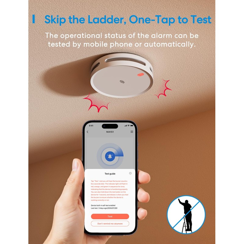 Meross MA151 Smart Smoke Alarm for Home with MSH450 Hub,