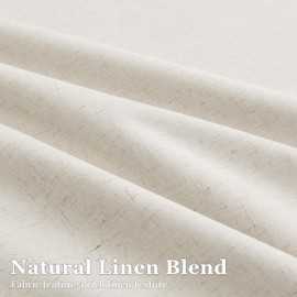 Natural Linen Black out Curtains 102 Inches Long 2 Panels for Bedroom Dining Living Room Back Tab Rod Pocket Thermal Room Darkening Thermal Light Blocking Sound Proof Neutral Textured Pleated Drape