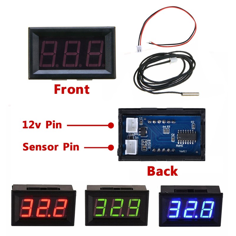 FBBULES Mini Digital Thermometer with Probe Temperature Monitoring for Fridge