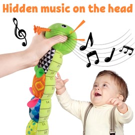 LIGHTDESIRE Baby Toys Musical Caterpillar,Infant Stuffed Animal Toy with Crinkle and Rattles,Soft Sensory Toys with Textures for Tummy Time Newborn Boys Girls 0 3 6 12 Months(Green)