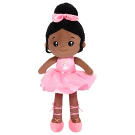 OUOZZZ Baby Doll, Soft Cloth Doll with Clothes, African Doll Pink Ballerina Cute Doll for Children 3+ Months - Baby Gift for Birth Girl Boy, 13in
