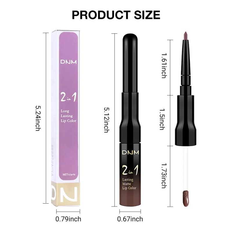 Labial Líquido Mate Con Delineador 2 En 1 Dnm