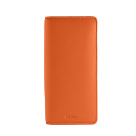 DiLoro Leather Zippered Triple or Quad Pen Case Pencil Pouch Holder for Three or Four Fountain Ballpoint Rollerball Pens or Glasses (Nappa Orange)