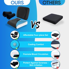 Wheelchair Cushion for Pressure Relief - (4-Piece Set) 18”x16” Anti-Slip Wheelchair Seat Cushions, Lumbar Pillow and Wheelchair Armrest Pads for Adults, Seniors, Wheelchair Accessories