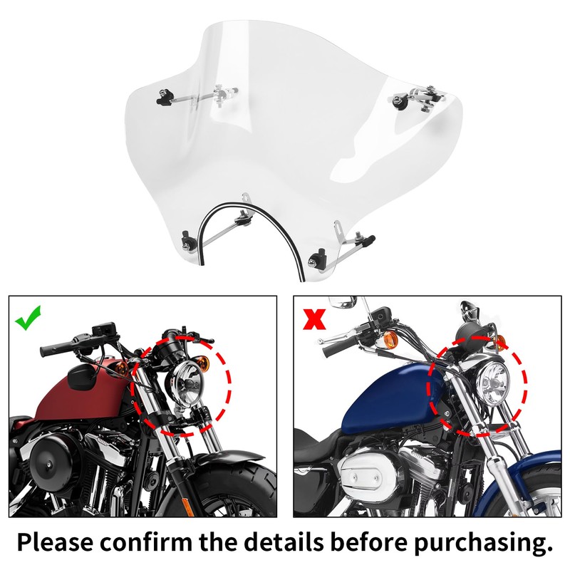 TCMT Clear Windshield Fits For Kawasaki Cruiser Vulcan VN 500