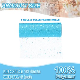 PATIKIL Tulle Fabric Rolls, 6 Inch by 10 Yards Fabric Spool Tulle Sparkling Ribbon Netting Sequin for DIY Tutu Skirts Crafts Wedding Party Decorations, Lake Blue
