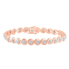 Beyond Brilliance 1/4 Carat Round Natural Diamond ‘S’ Link Tennis Bracelets for Women | Miracle Plated Sterling Silver Tennis Bracelet | Fine Jewelry for Her | Gift Box Included