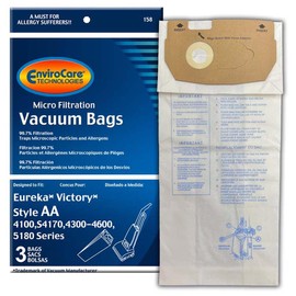 EnviroCare Replacement Micro Filtration Vacuum Cleaner Dust Bags Designed to Fit Eureka Style AA Victory and True HEPA Uprights. 3 pack