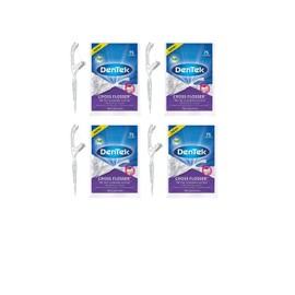 DenTek Cross Flosser Plaque Control Floss Picks, X-Shaped Floss, 75 Count, (Pack of 4)