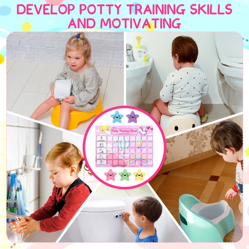 Potty Training Chart for Toddlers with 40 Large Reusable Magnetic